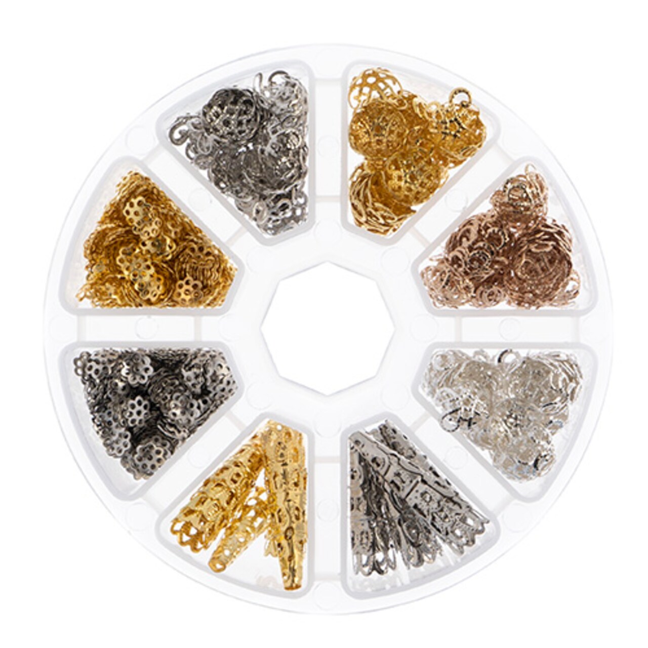 John Bead 8-Slot Bead Caps Jewelry Findings Kit Assortment, 1020pcs